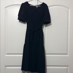 DKNY Navy Tiered Textured Dress